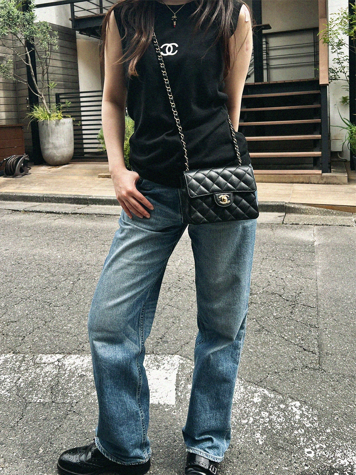 CHANEL 2004年頃製 キャビアスキンクラシックフラップチェーン